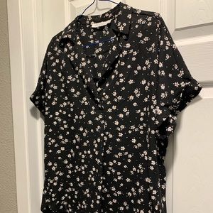 Black floral blouse
